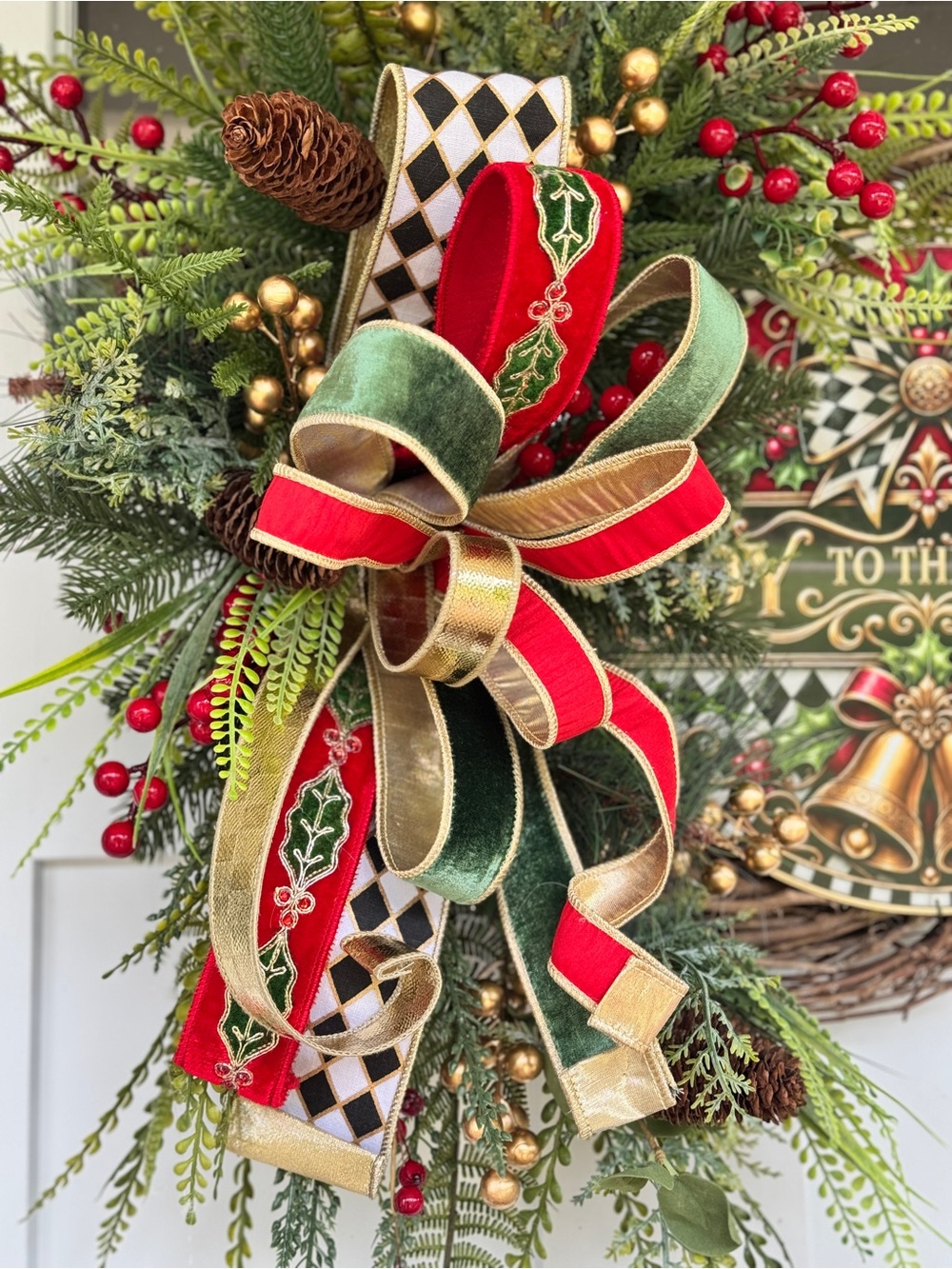 Harlequin Joy to the World Wreath - Picture 5 of 8